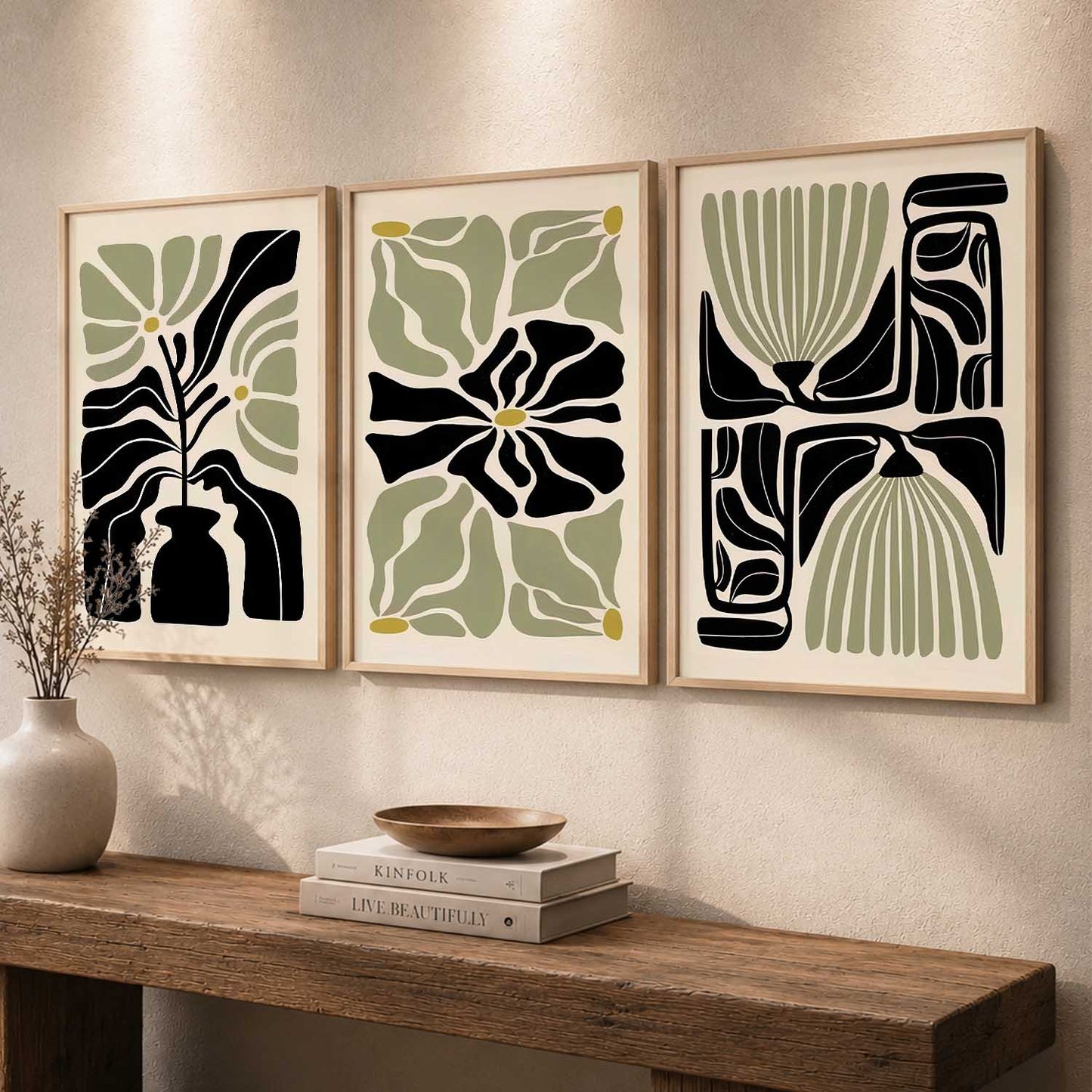 Botanical Soft Wall Art Set of 3 Framed Prints