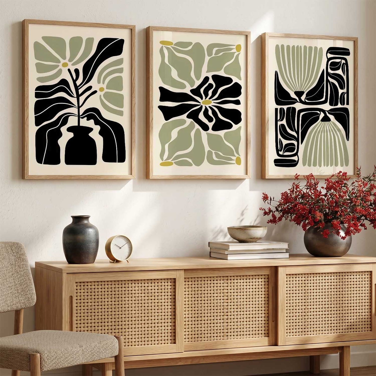 Botanical Soft Wall Art Set of 3 Framed Prints