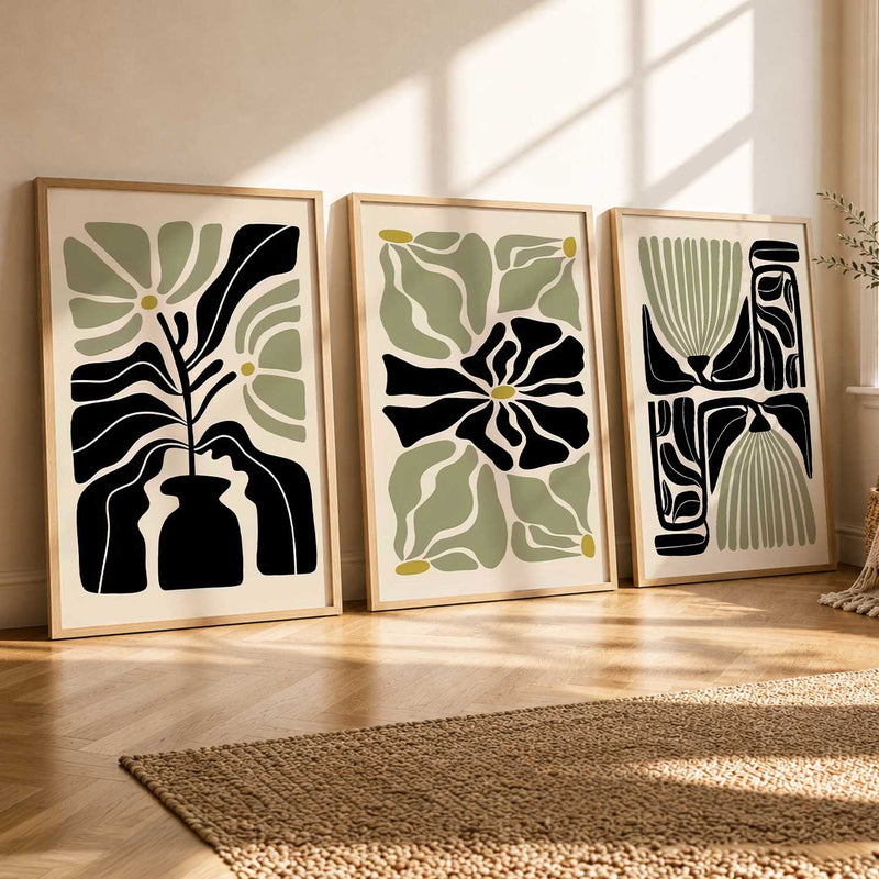 Botanical Soft Wall Art Set of 3 Framed Prints