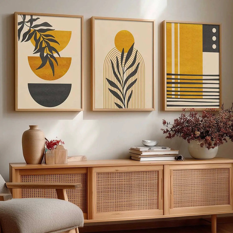 Boho Framed Wall Art Prints | Set of 3 | Home Decor