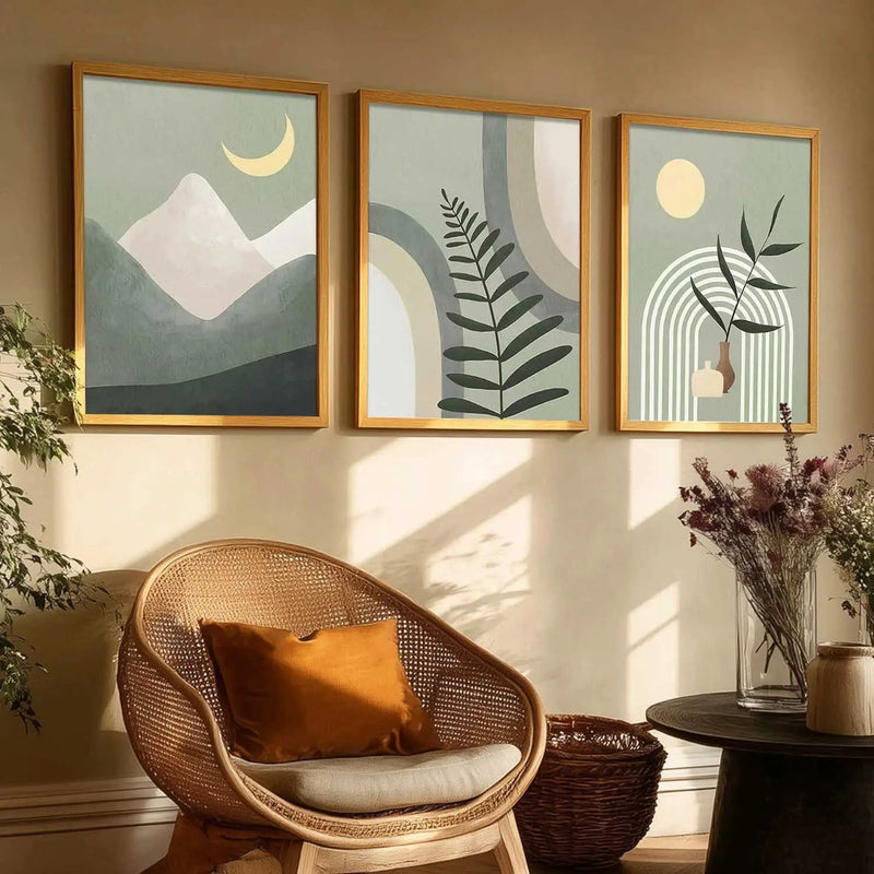 Boho Framed Wall Art Prints | Set of 3 | Home Decor