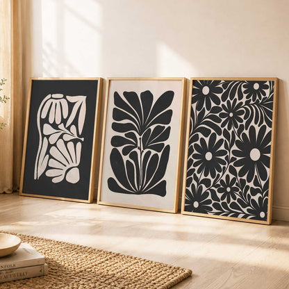 Botanical Modern Wall Art Set of 3 Framed Prints