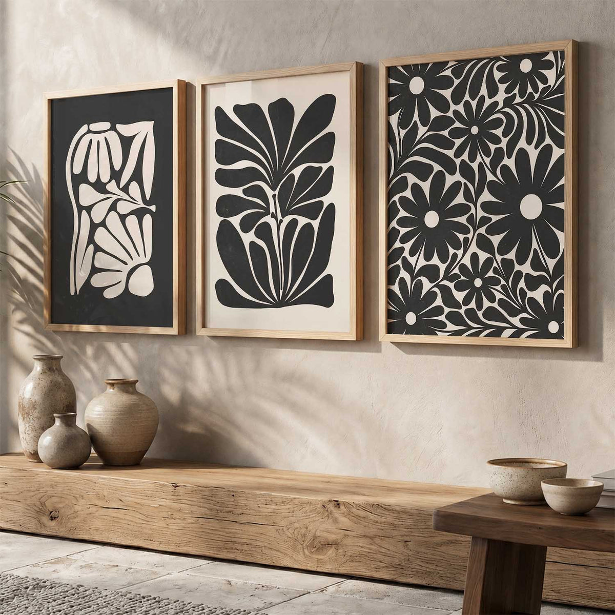 Botanical Modern Wall Art Set of 3 Framed Prints