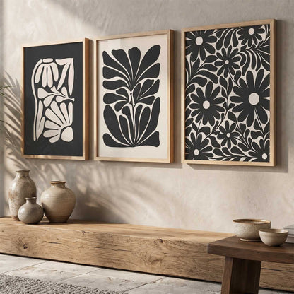 Botanical Modern Wall Art Set of 3 Framed Prints