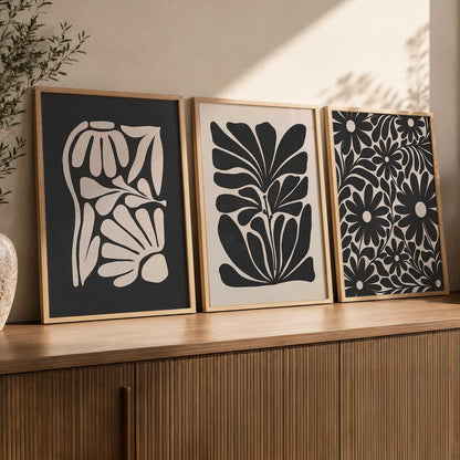 Botanical Modern Wall Art Set of 3 Framed Prints