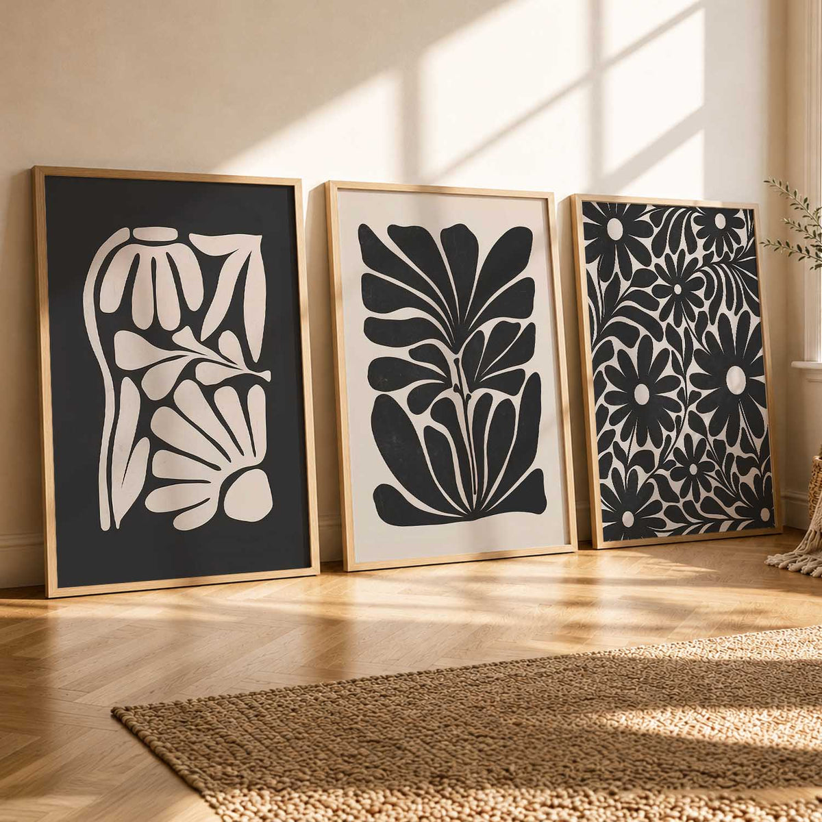 Botanical Modern Wall Art Set of 3 Framed Prints