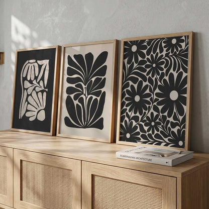 Botanical Modern Wall Art Set of 3 Framed Prints