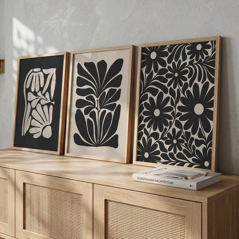 Botanical Modern Wall Art Set of 3 Framed Prints