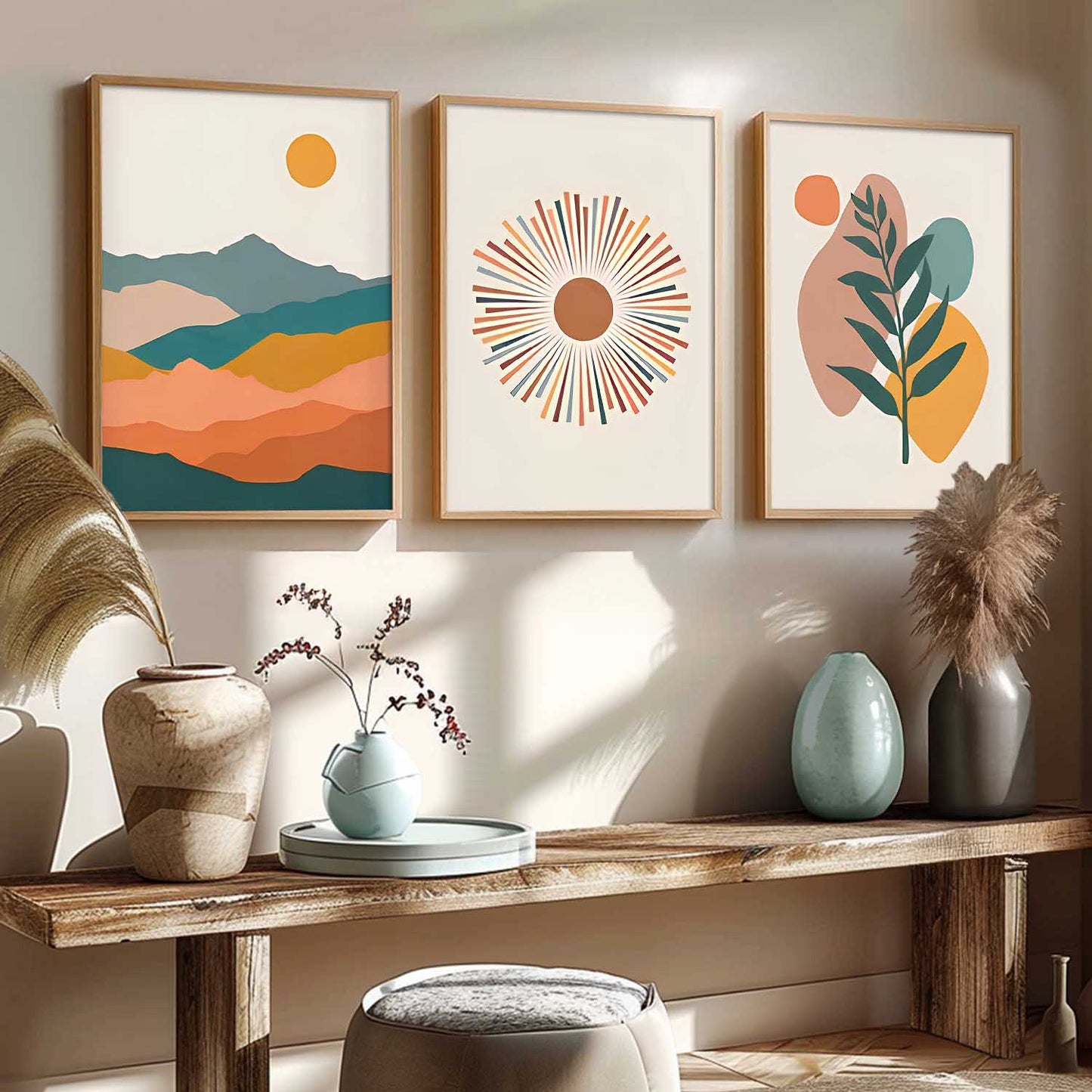 Boho Art Home Decoration Painting | Aesthetic Boho Paintings With Frame For Living Room Bed Room Hotel Wall Decor Digital Reprint