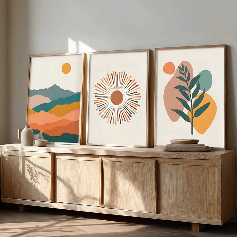 Boho Framed Wall Art Prints | Set of 3 | Home Decor