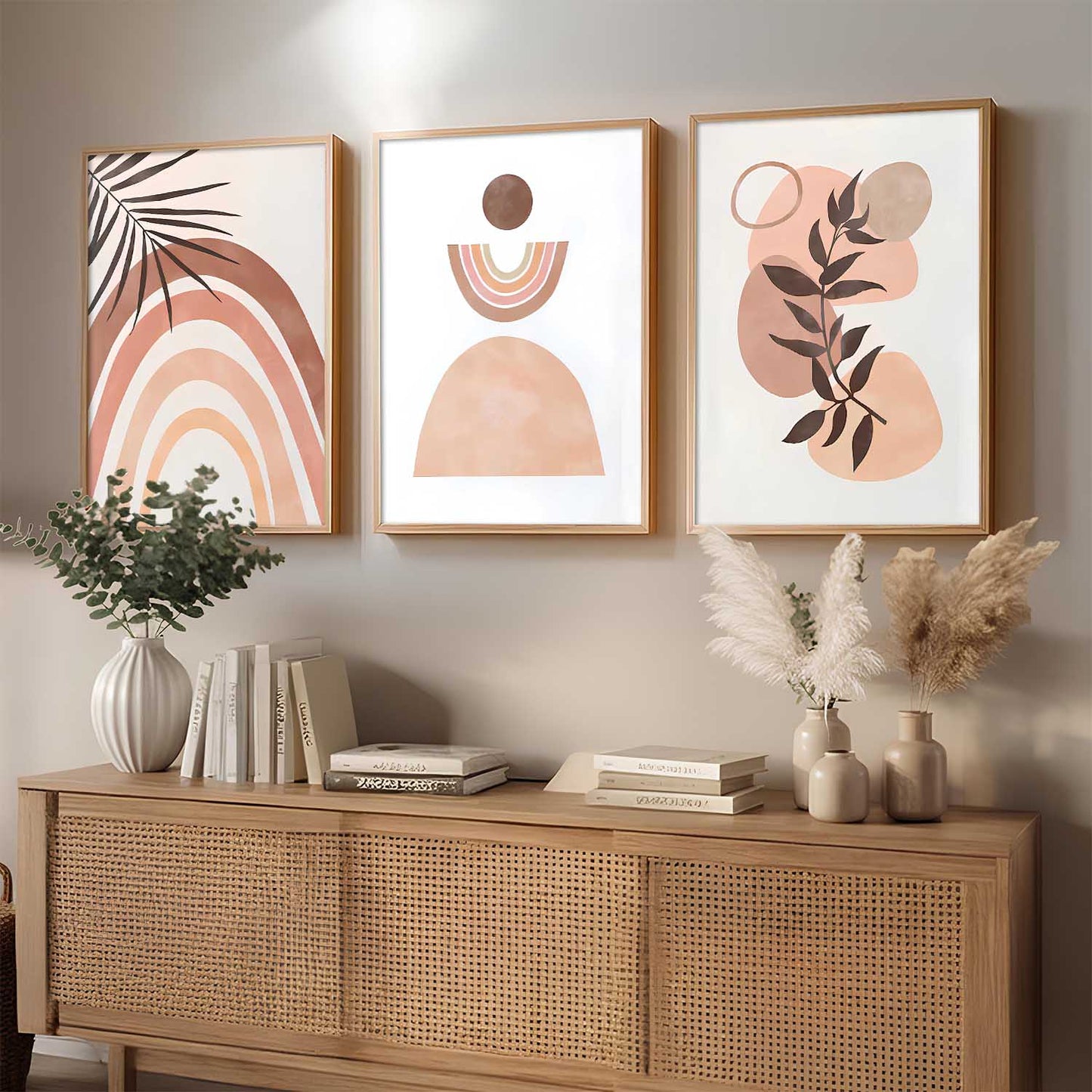 Home Decor Boho Painting Decorative Wall Art | Aesthetic Poster With Frame For Living Room Bed Room Hotel Wall Decor Digital Reprint