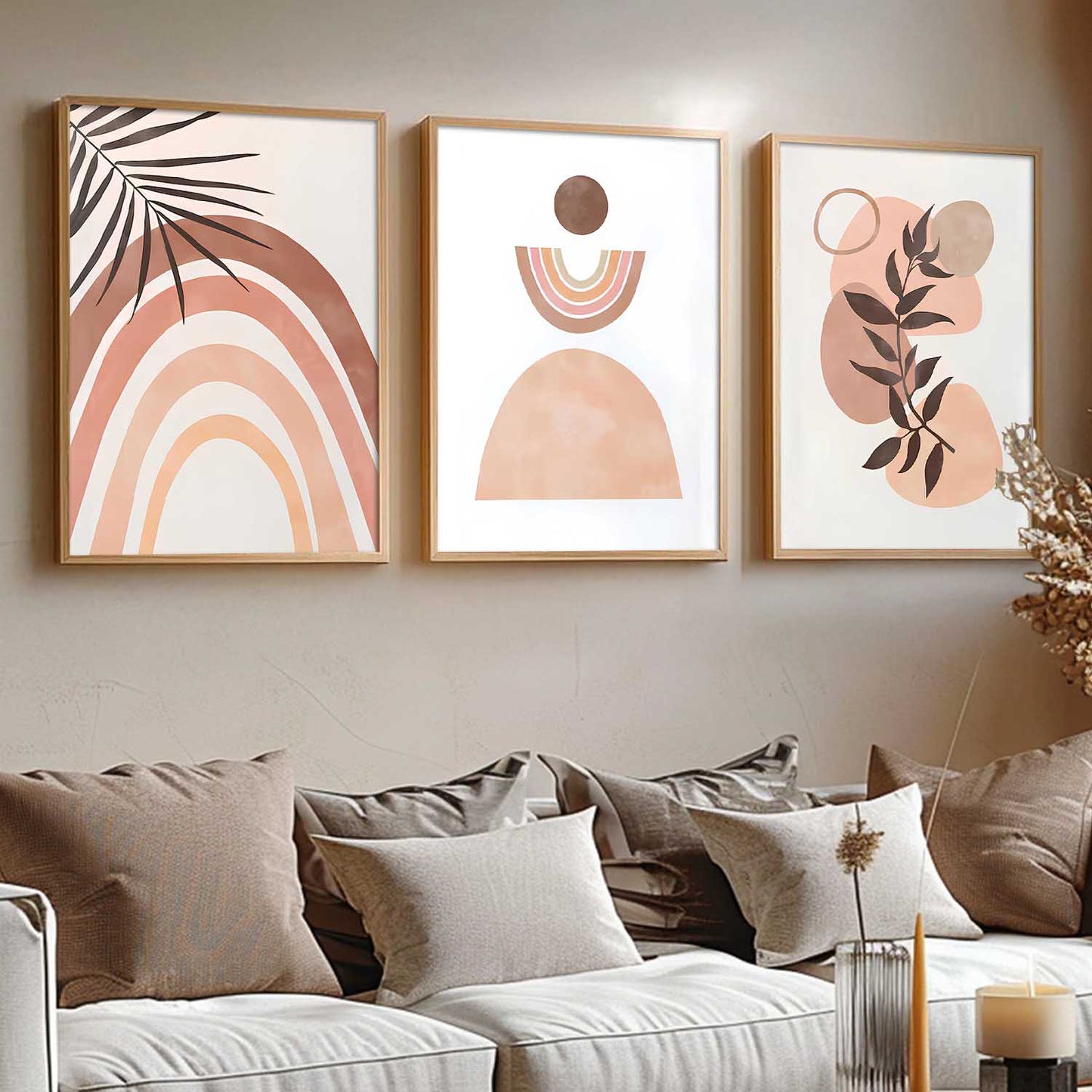 Home Decor Boho Painting Decorative Wall Art | Aesthetic Poster With Frame For Living Room Bed Room Hotel Wall Decor Digital Reprint