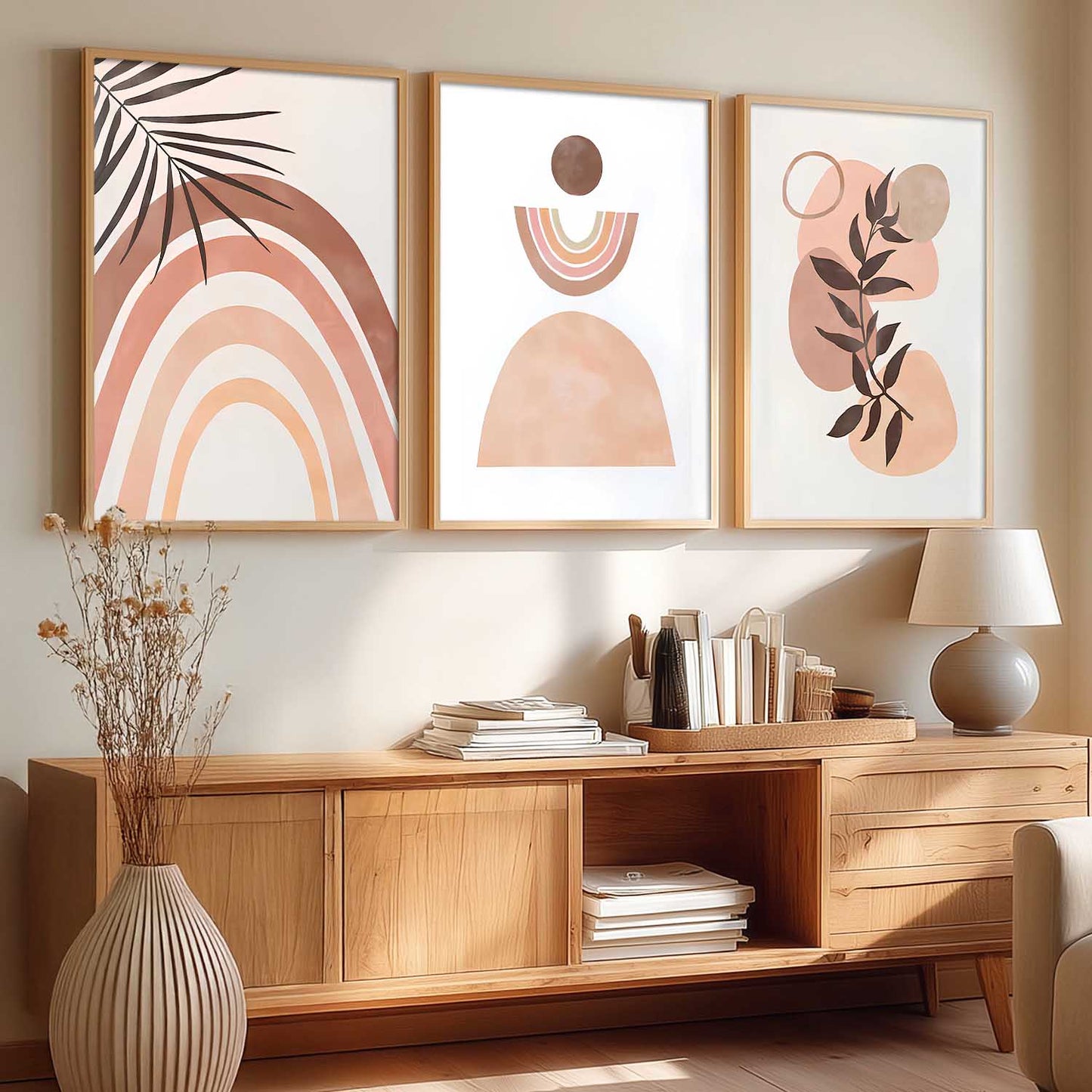 Home Decor Boho Painting Decorative Wall Art | Aesthetic Poster With Frame For Living Room Bed Room Hotel Wall Decor Digital Reprint