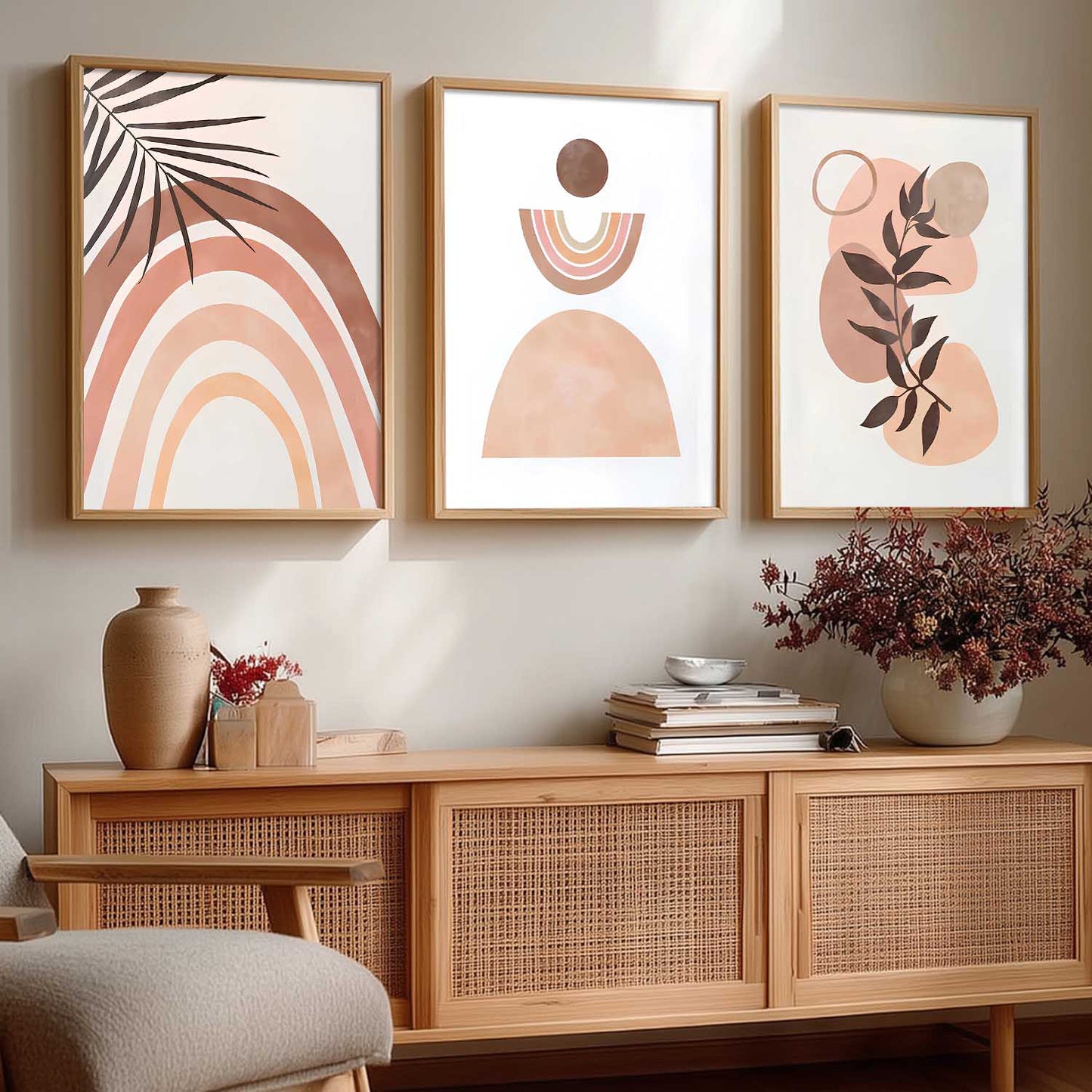 Home Decor Boho Painting Decorative Wall Art | Aesthetic Poster With Frame For Living Room Bed Room Hotel Wall Decor Digital Reprint