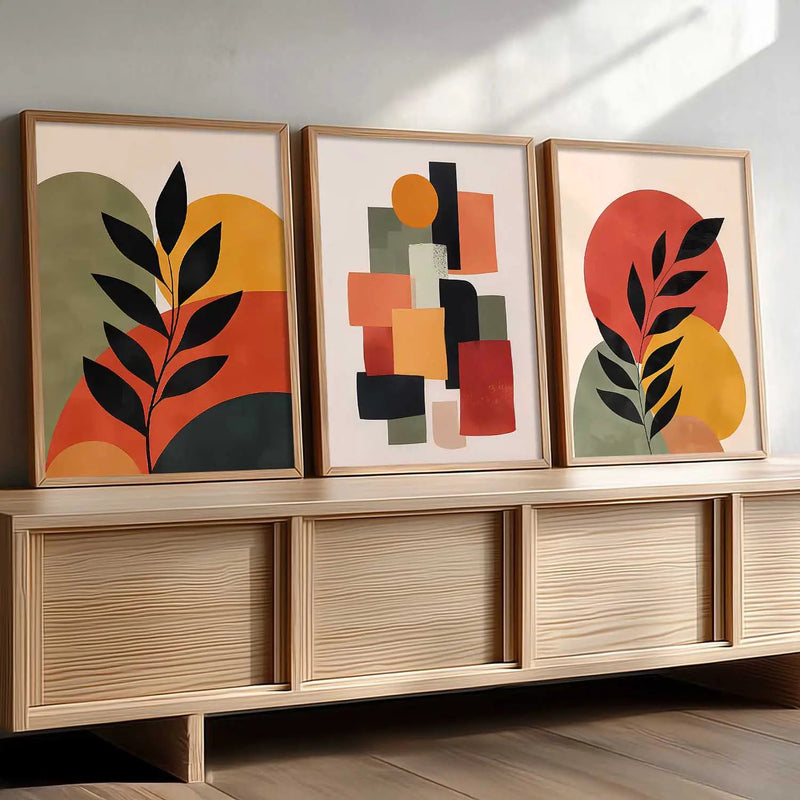 Boho Framed Wall Art Prints | Set of 3 | Home Decor