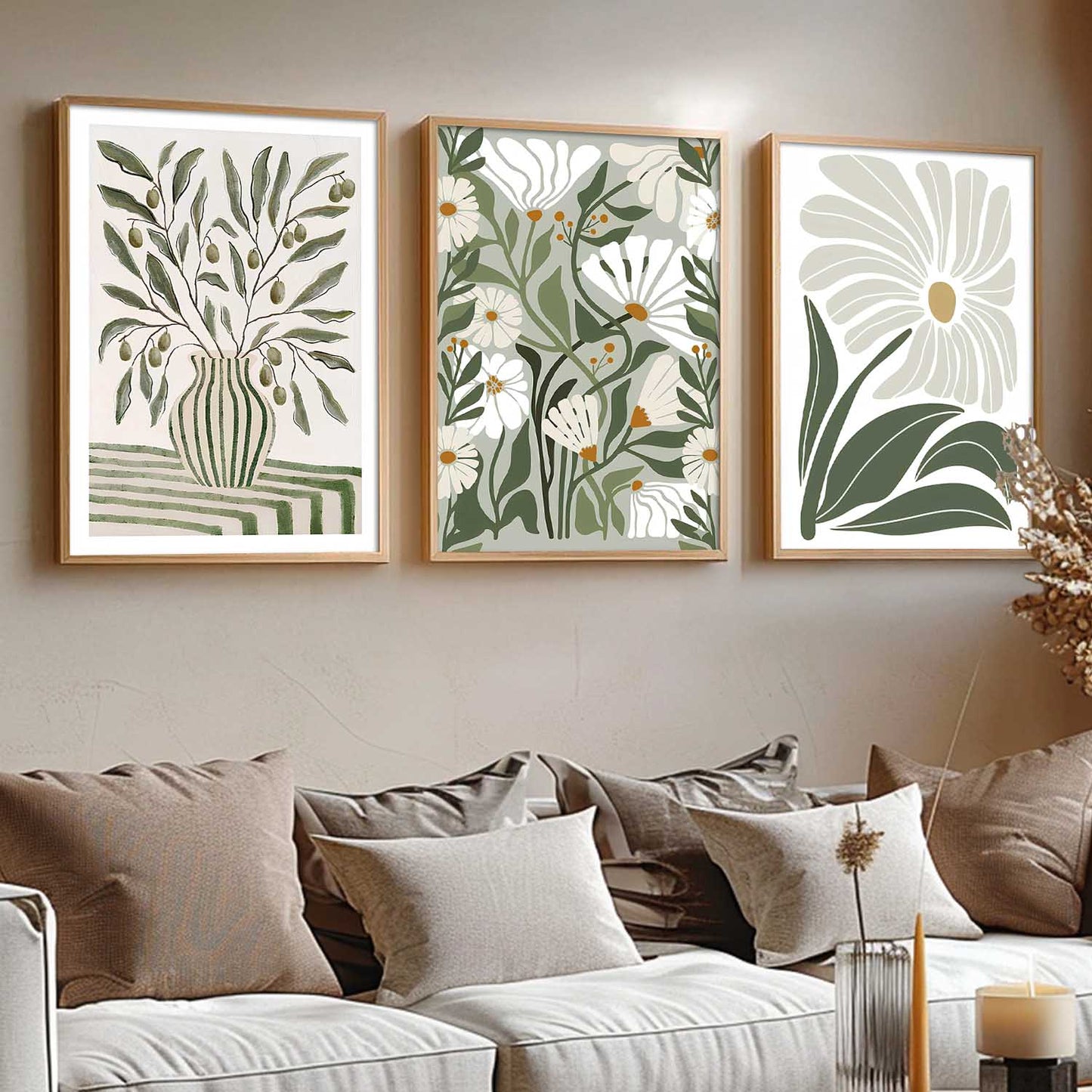 Aesthetic Boho Floral Art Home Decoration Painting | Floral Paintings With Frame For Living Room Bed Room Hotel Wall Decor Digital Reprint