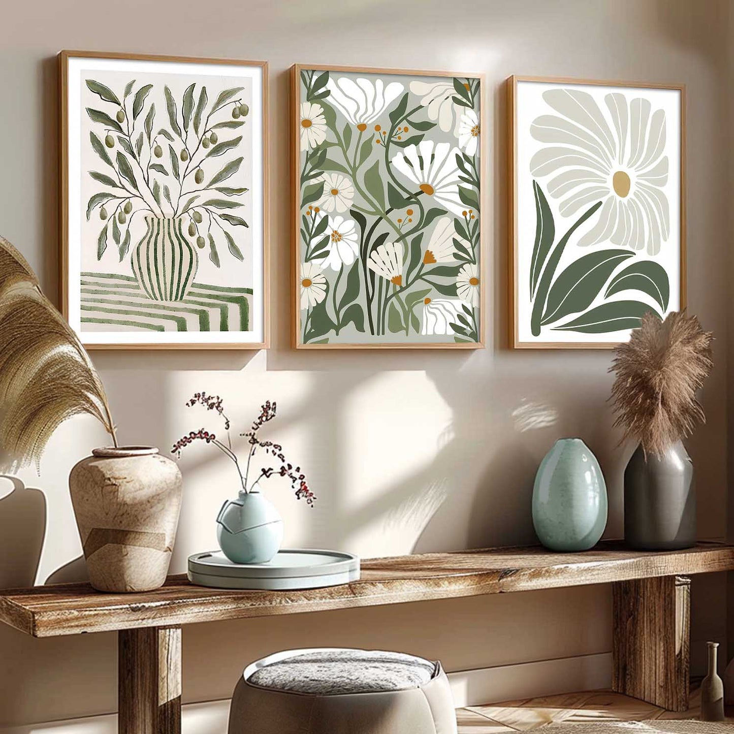 Aesthetic Boho Floral Art Home Decoration Painting | Floral Paintings With Frame For Living Room Bed Room Hotel Wall Decor Digital Reprint