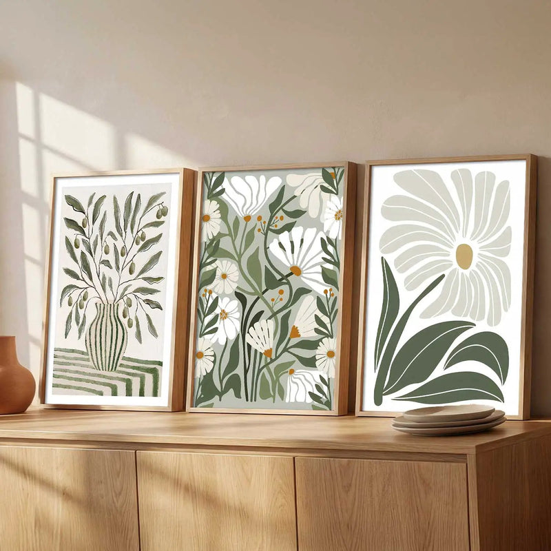 Floral Framed Wall Art Prints | Set of 3 | Home Decor
