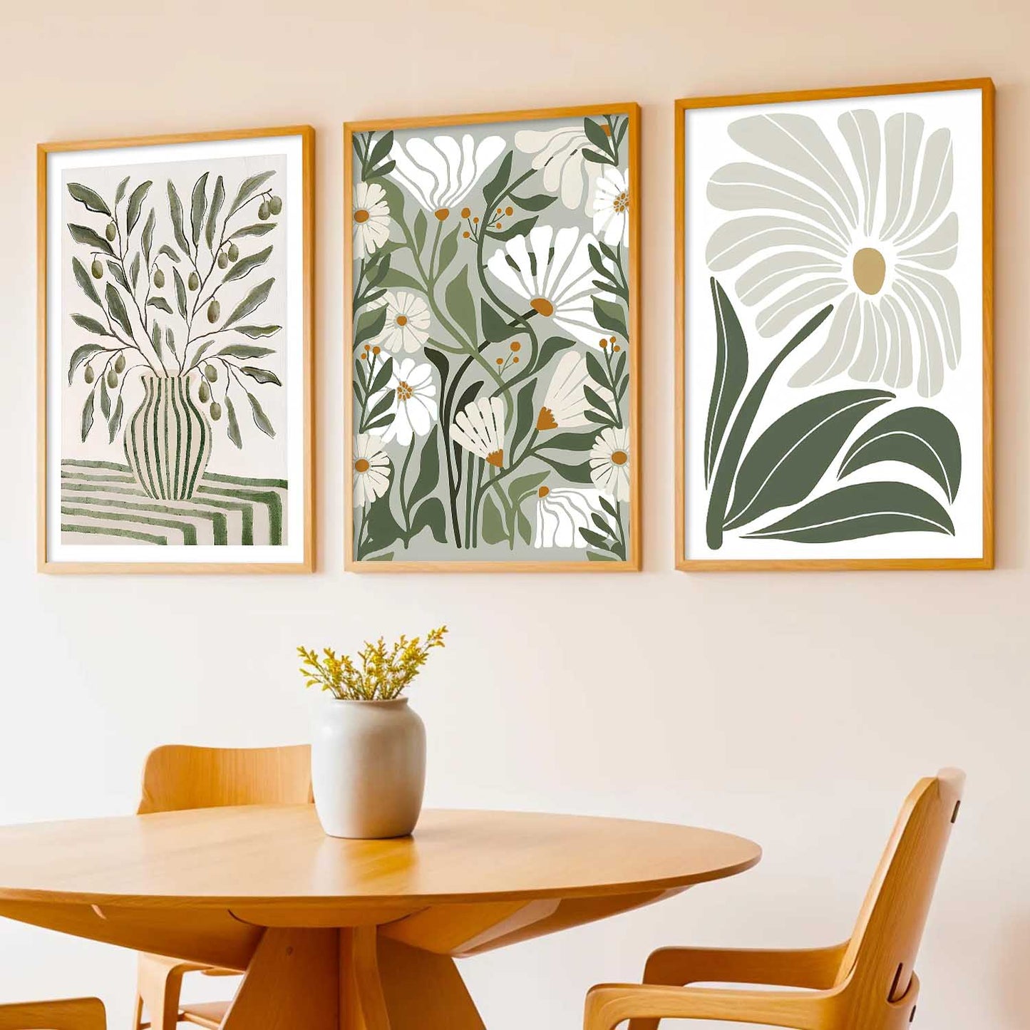 Aesthetic Boho Floral Art Home Decoration Painting | Floral Paintings With Frame For Living Room Bed Room Hotel Wall Decor Digital Reprint