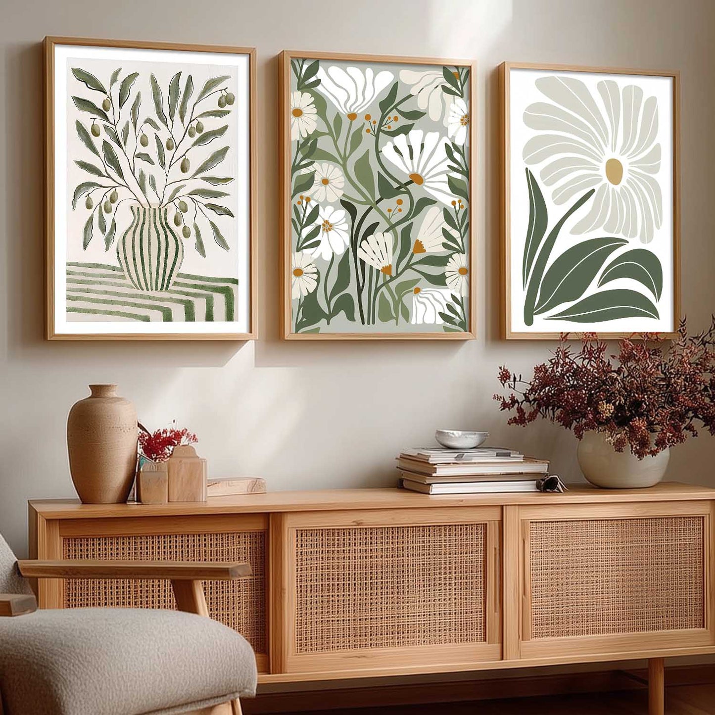 Aesthetic Boho Floral Art Home Decoration Painting | Floral Paintings With Frame For Living Room Bed Room Hotel Wall Decor Digital Reprint