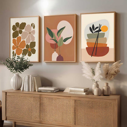 Home Decor Boho Painting Decorative Wall Art | Aesthetic Poster With Frame For Living Room Bed Room Hotel Wall Decor Digital Reprint