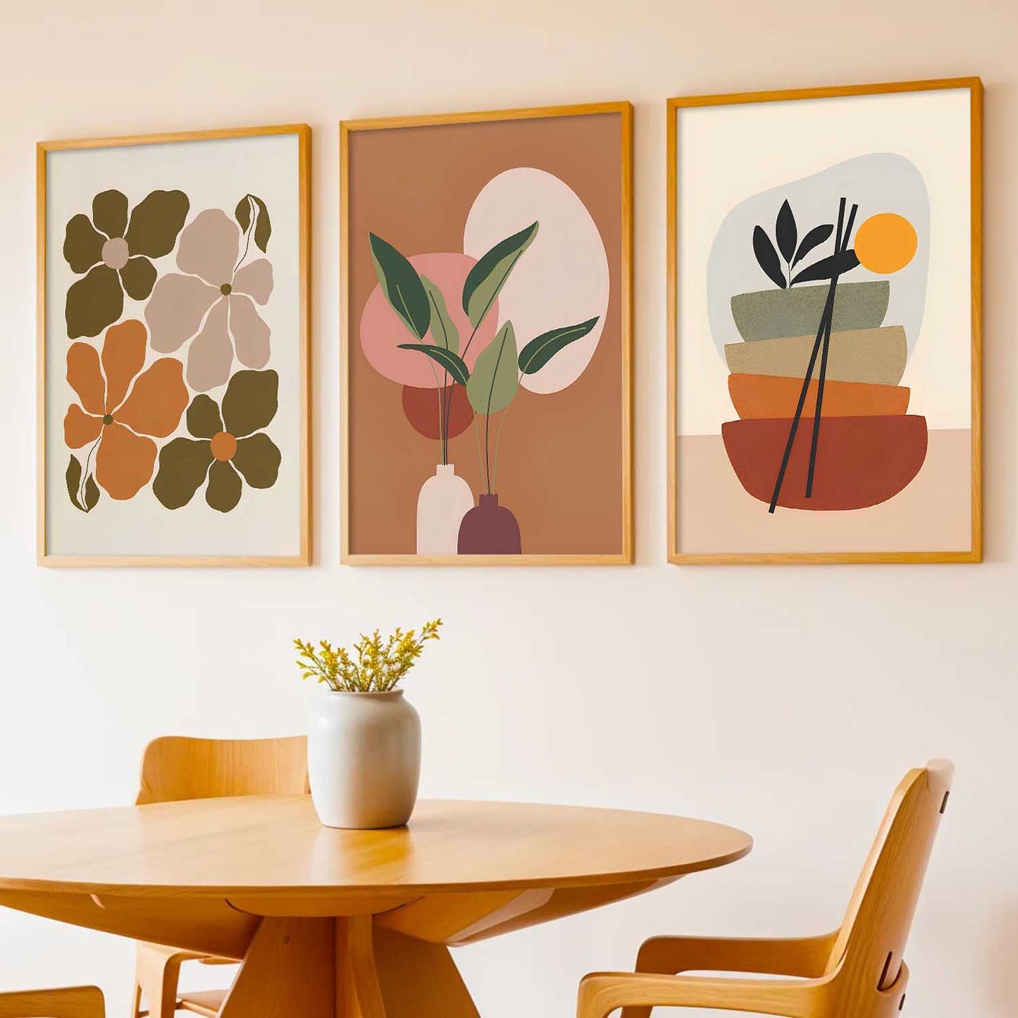 Home Decor Boho Painting Decorative Wall Art | Aesthetic Poster With Frame For Living Room Bed Room Hotel Wall Decor Digital Reprint