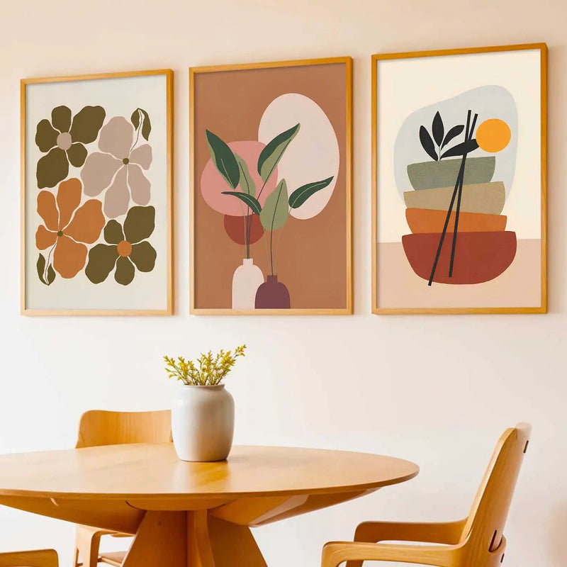 Boho Framed Wall Art Prints | Set of 3 | Home Decor