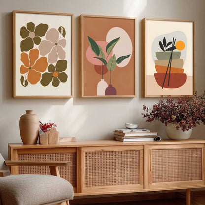 Home Decor Boho Painting Decorative Wall Art | Aesthetic Poster With Frame For Living Room Bed Room Hotel Wall Decor Digital Reprint