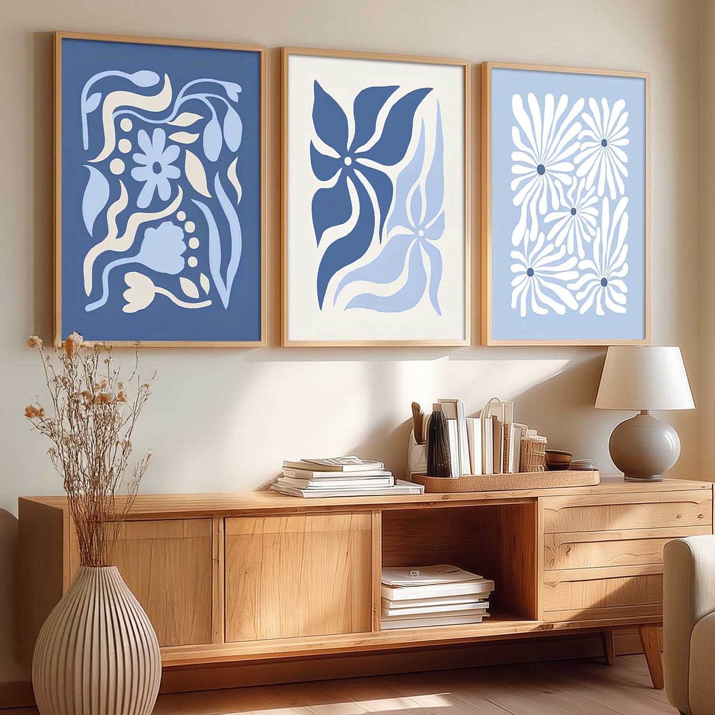 Aesthetic Abstract Floral Art Home Decoration | Boho Floral Paintings With Frame For Living Room Bed Room Hotel Wall Decor Digital Reprint