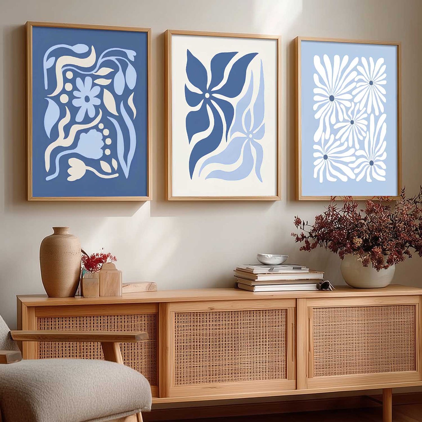 Aesthetic Abstract Floral Art Home Decoration | Boho Floral Paintings With Frame For Living Room Bed Room Hotel Wall Decor Digital Reprint