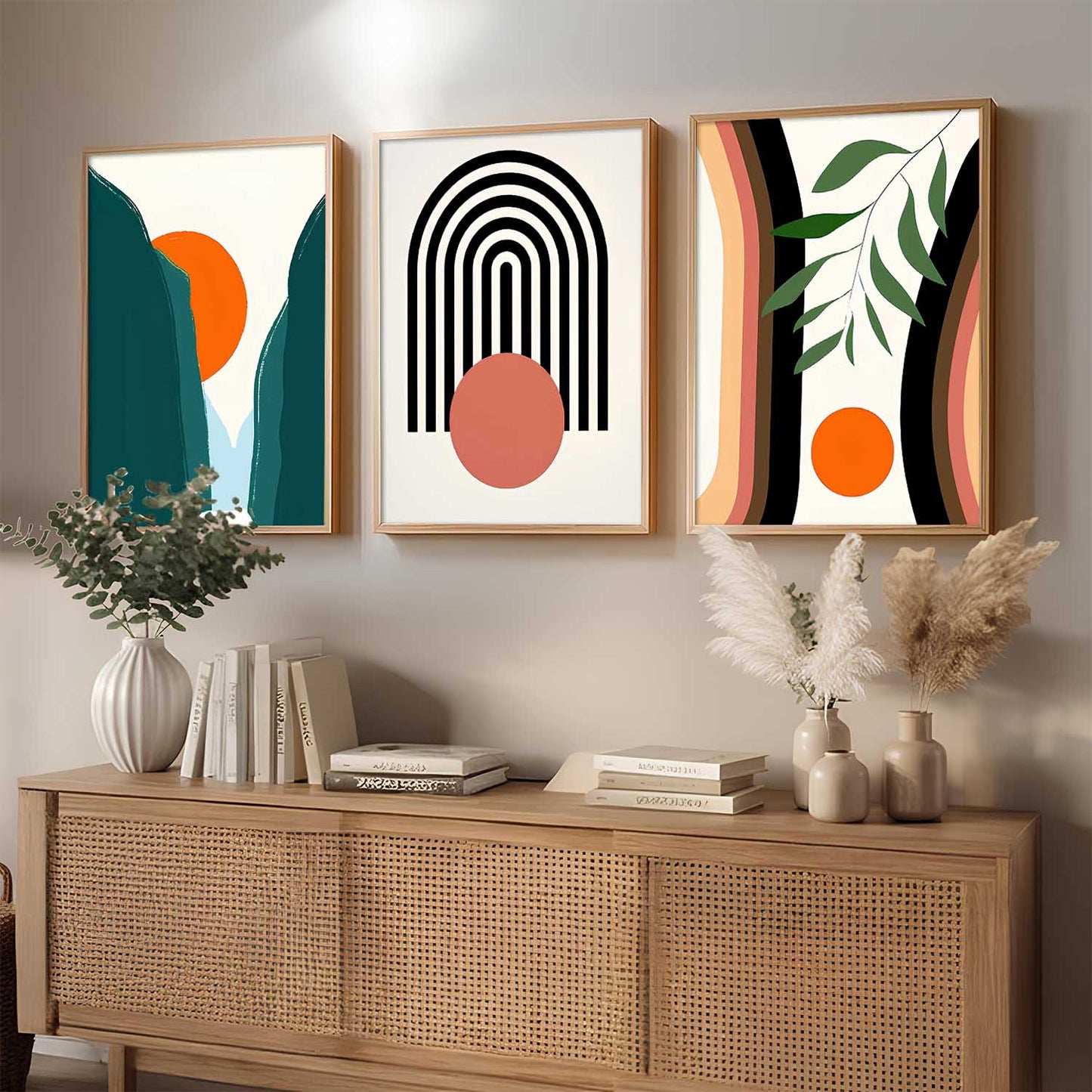 Home Decor Boho Painting Decorative Wall Art | Aesthetic Poster With Frame For Living Room Bed Room Hotel Wall Decor Digital Reprint