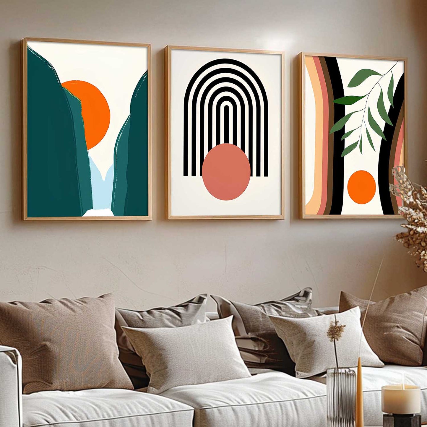 Home Decor Boho Painting Decorative Wall Art | Aesthetic Poster With Frame For Living Room Bed Room Hotel Wall Decor Digital Reprint