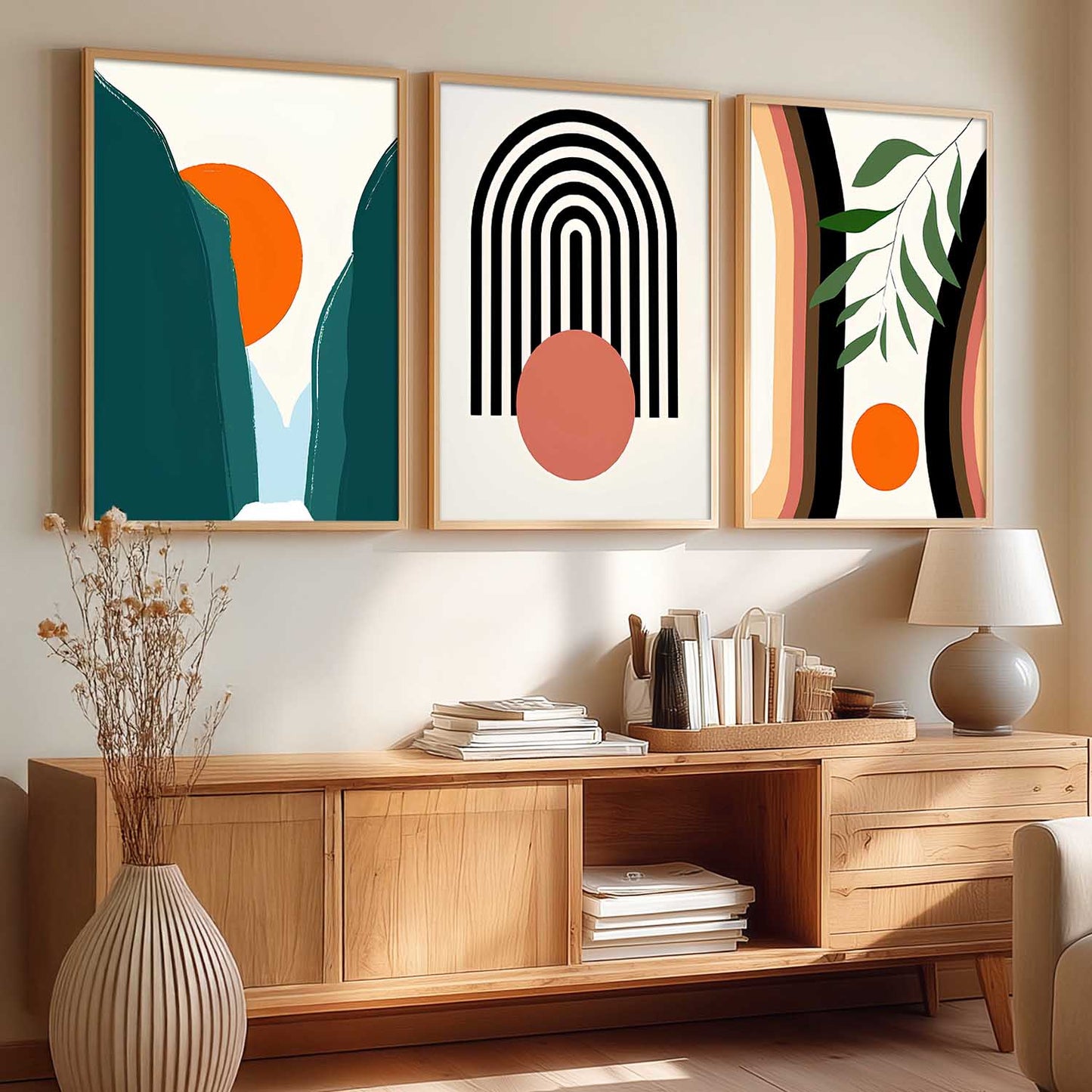 Home Decor Boho Painting Decorative Wall Art | Aesthetic Poster With Frame For Living Room Bed Room Hotel Wall Decor Digital Reprint