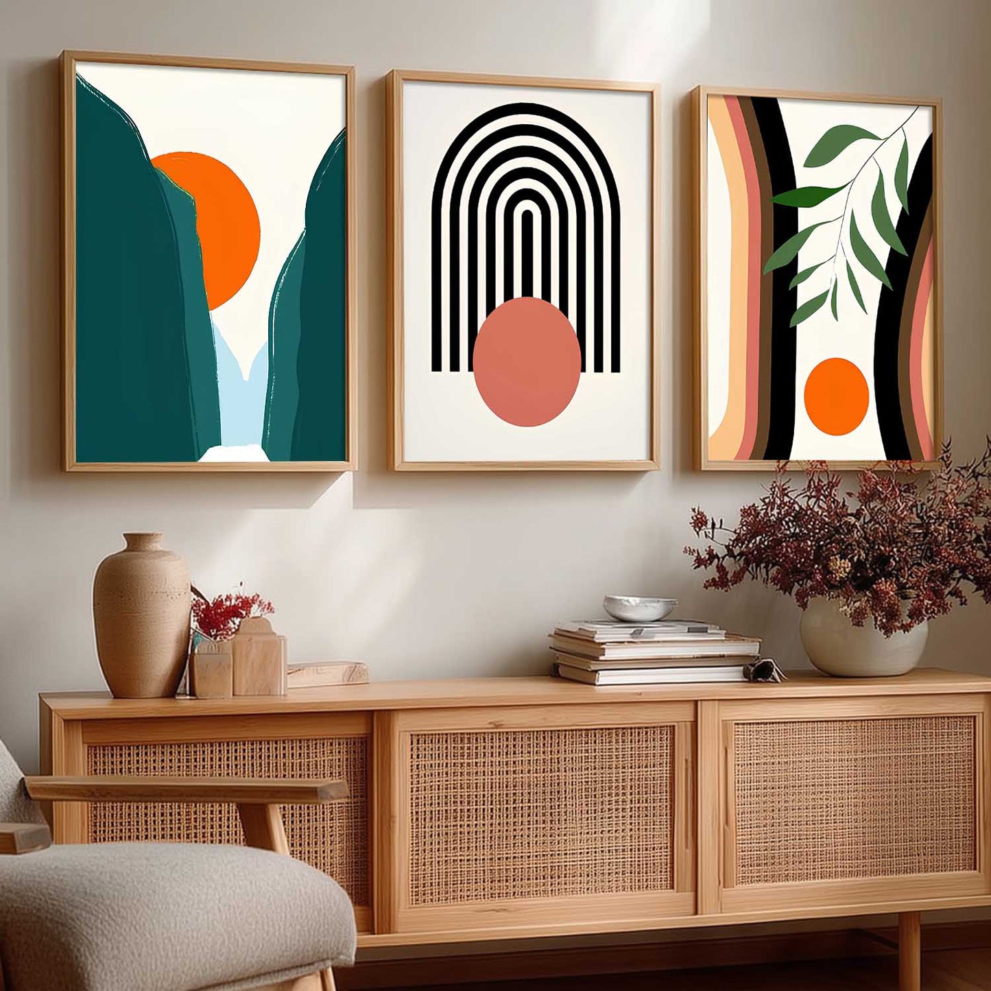 Home Decor Boho Painting Decorative Wall Art | Aesthetic Poster With Frame For Living Room Bed Room Hotel Wall Decor Digital Reprint