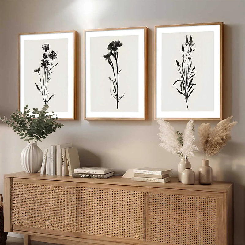 Botanical Framed Wall Art Prints | Set of 3 | Home Decor