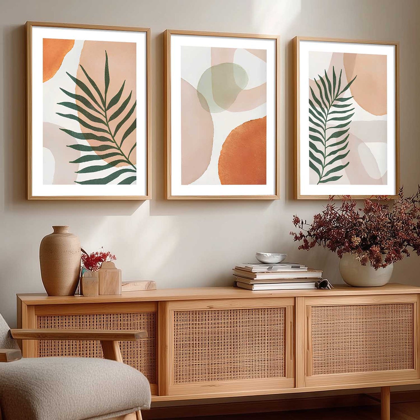 Home Decor Boho Painting Decorative Wall Art | Aesthetic Poster With Frame For Living Room Bed Room Hotel Wall Decor Digital Reprint