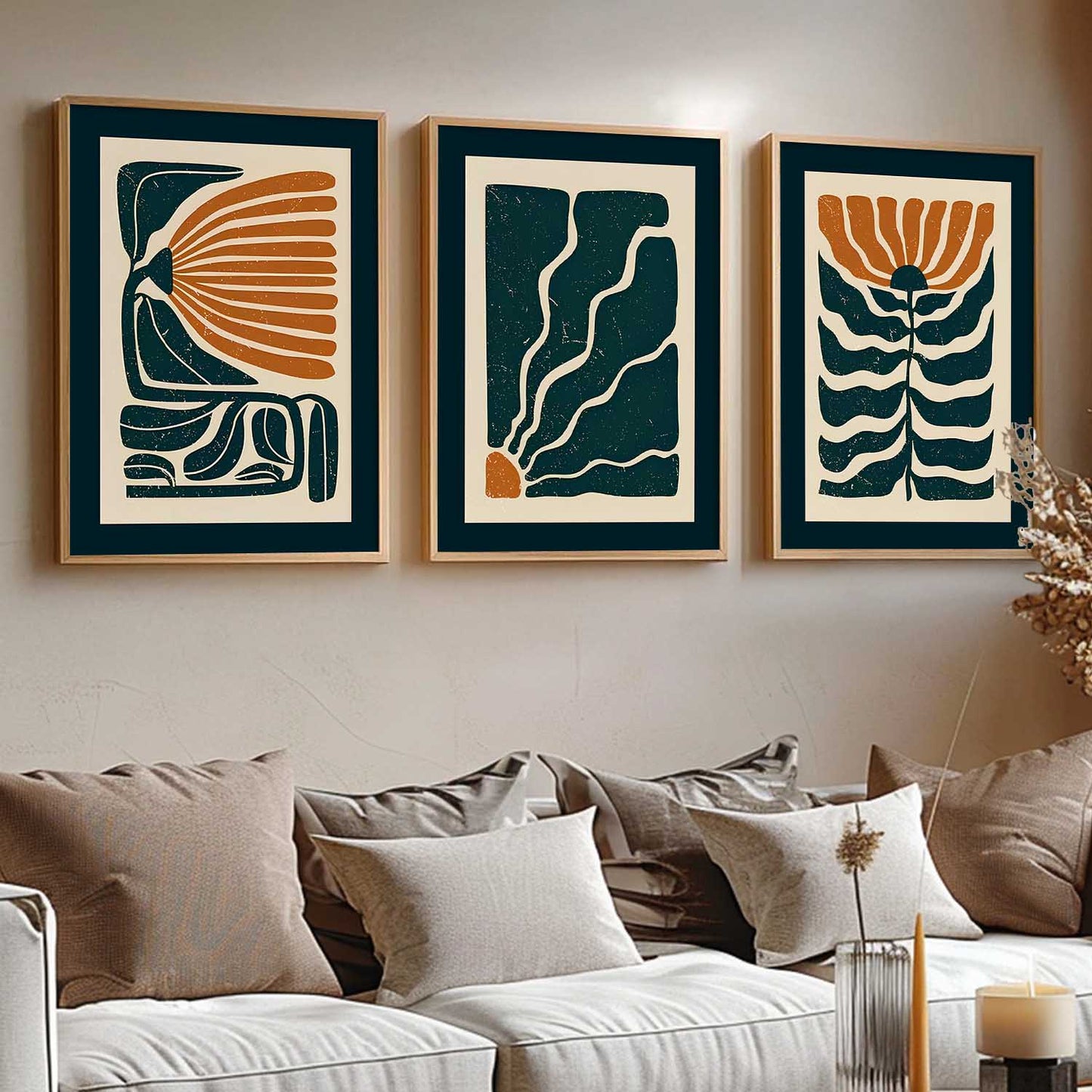 Aesthetic Boho Floral Art Home Decoration Painting | Floral Paintings With Frame For Living Room Bed Room Hotel Wall Decor Digital Reprint