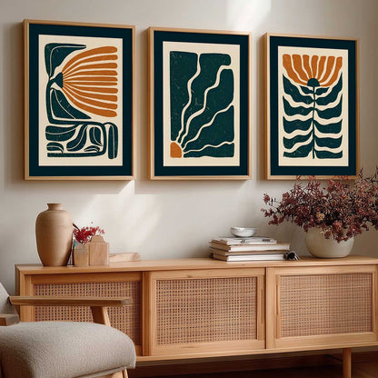 Aesthetic Boho Floral Art Home Decoration Painting | Floral Paintings With Frame For Living Room Bed Room Hotel Wall Decor Digital Reprint