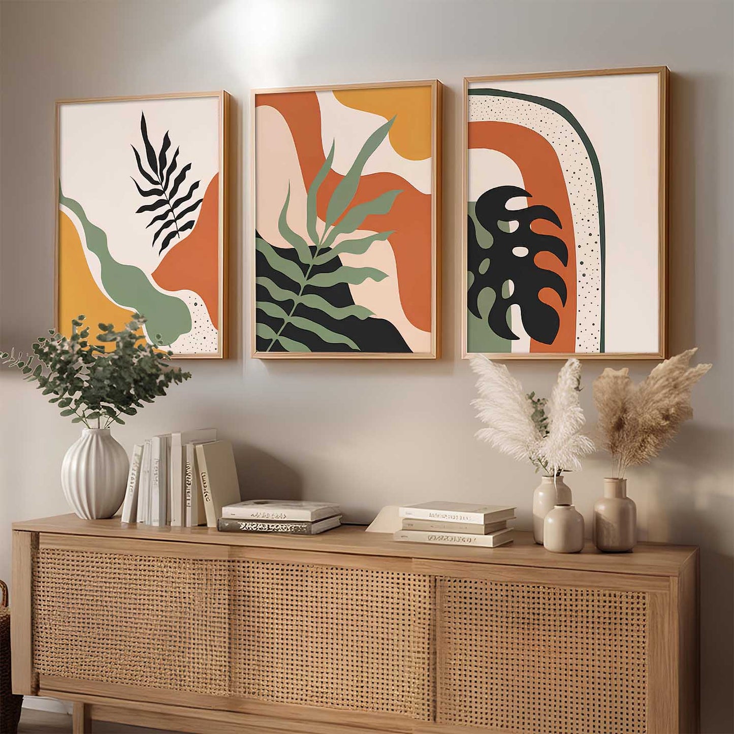 Home Decor Boho Painting Decorative Wall Art | Aesthetic Poster With Frame For Living Room Bed Room Hotel Wall Decor Digital Reprint