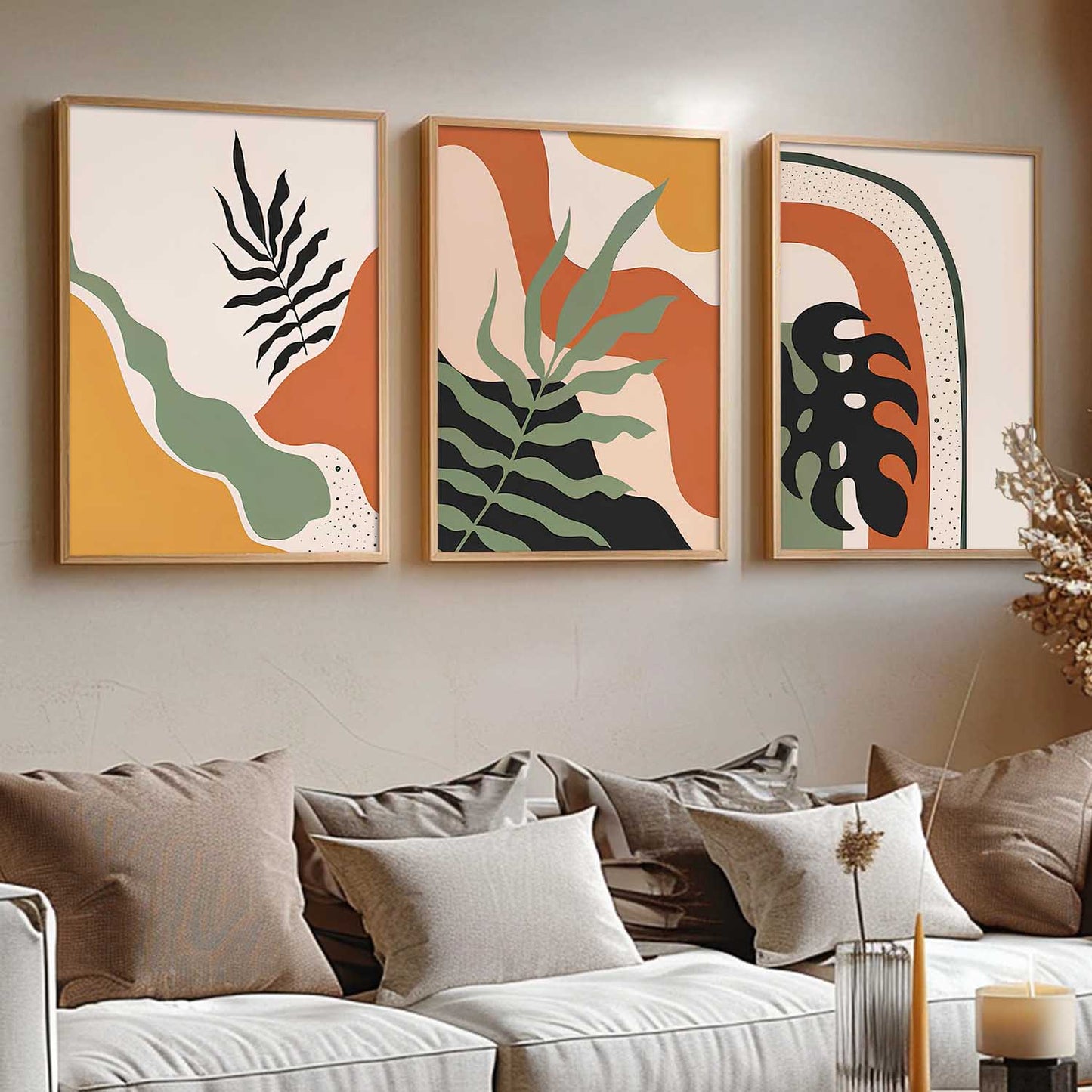 Home Decor Boho Painting Decorative Wall Art | Aesthetic Poster With Frame For Living Room Bed Room Hotel Wall Decor Digital Reprint