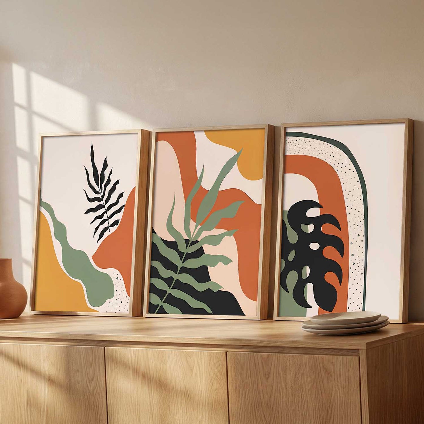 Home Decor Boho Painting Decorative Wall Art | Aesthetic Poster With Frame For Living Room Bed Room Hotel Wall Decor Digital Reprint