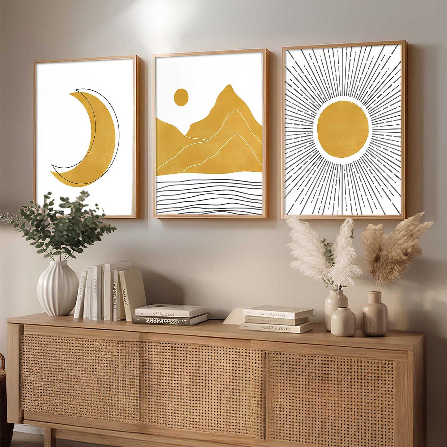 Home Decor Boho Painting Decorative Wall Art | Aesthetic poster With Frame For Living Room Bed Room Hotel Wall Decor Digital Reprint