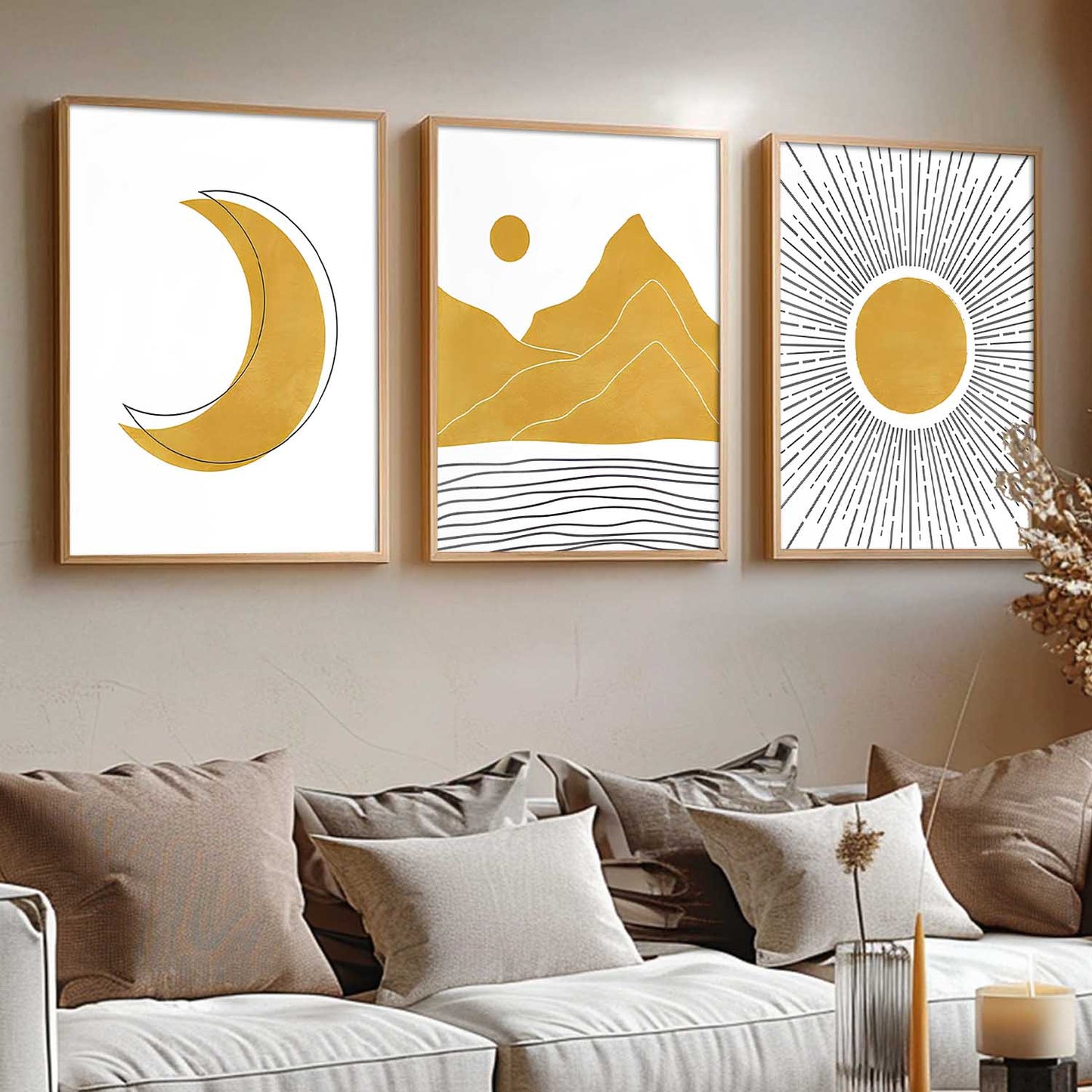 Home Decor Boho Painting Decorative Wall Art | Aesthetic poster With Frame For Living Room Bed Room Hotel Wall Decor Digital Reprint