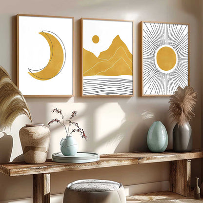 Home Decor Boho Painting Decorative Wall Art | Aesthetic poster With Frame For Living Room Bed Room Hotel Wall Decor Digital Reprint