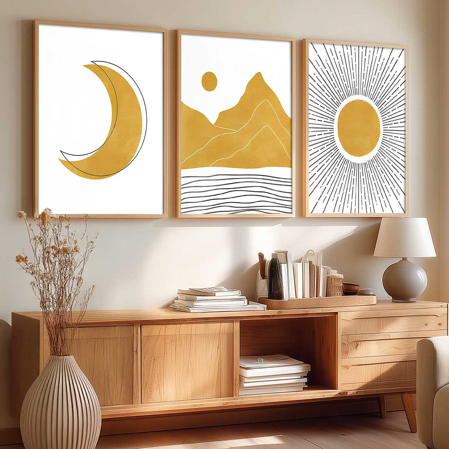 Home Decor Boho Painting Decorative Wall Art | Aesthetic poster With Frame For Living Room Bed Room Hotel Wall Decor Digital Reprint