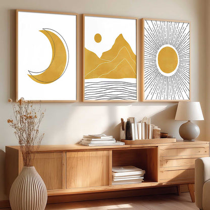 Home Decor Boho Painting Decorative Wall Art | Aesthetic poster With Frame For Living Room Bed Room Hotel Wall Decor Digital Reprint