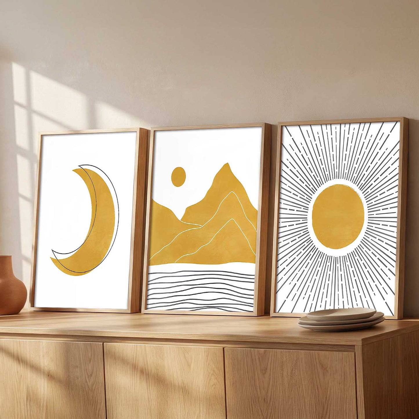 Home Decor Boho Painting Decorative Wall Art | Aesthetic poster With Frame For Living Room Bed Room Hotel Wall Decor Digital Reprint