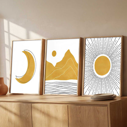 Home Decor Boho Painting Decorative Wall Art | Aesthetic poster With Frame For Living Room Bed Room Hotel Wall Decor Digital Reprint