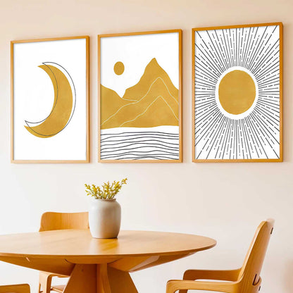 Home Decor Boho Painting Decorative Wall Art | Aesthetic poster With Frame For Living Room Bed Room Hotel Wall Decor Digital Reprint