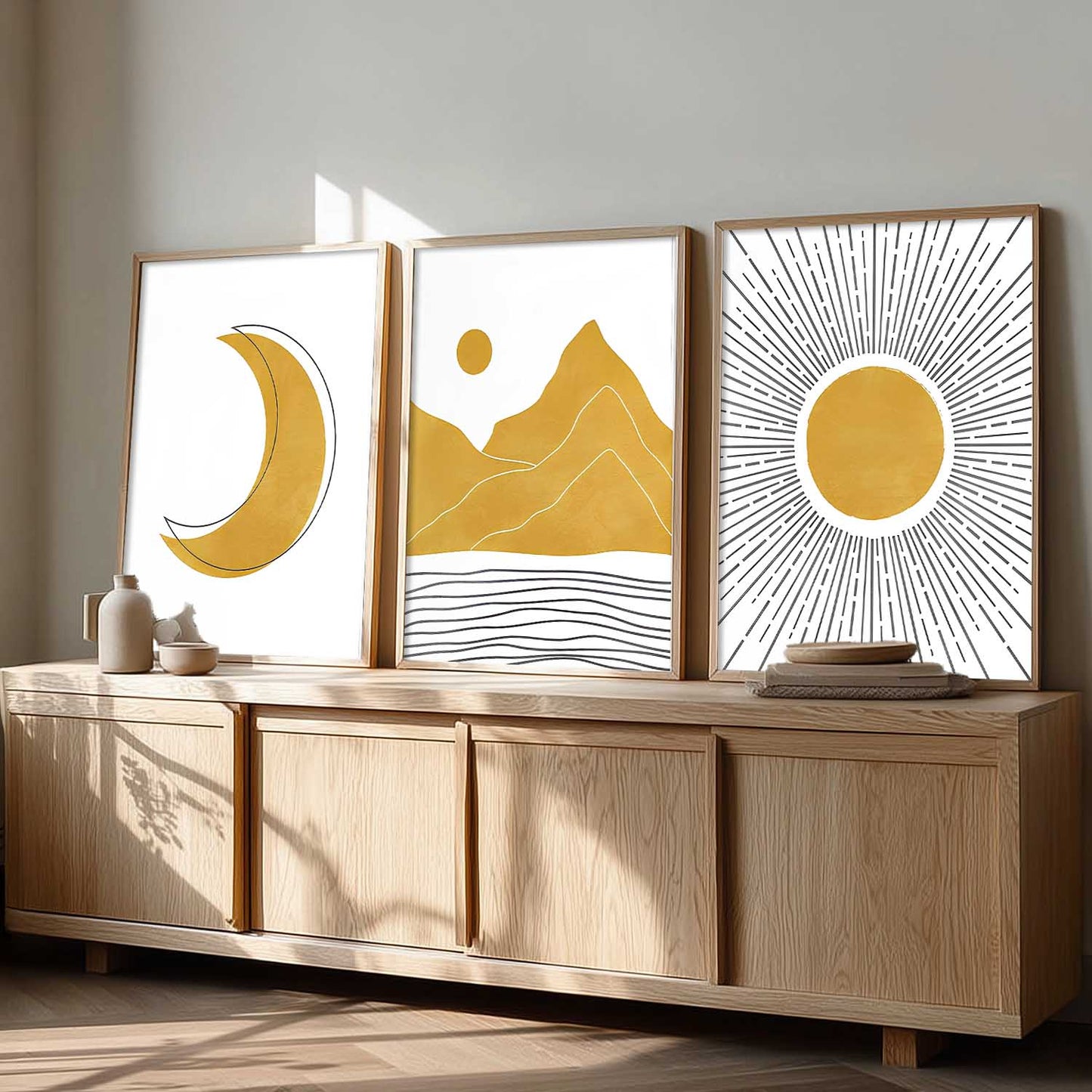 Home Decor Boho Painting Decorative Wall Art | Aesthetic poster With Frame For Living Room Bed Room Hotel Wall Decor Digital Reprint